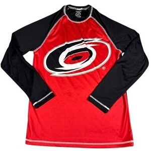 Carolina Hurricanes Men's Small NHL Calhoun Shirt Red Black Raglan Long Sleeve